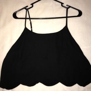 Black scalloped crop top